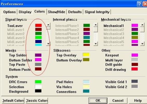 关于protel怎么改变颜色的信息