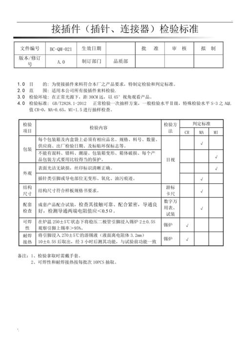 插件料来料检验通用标准（接插件材质报告）-图1