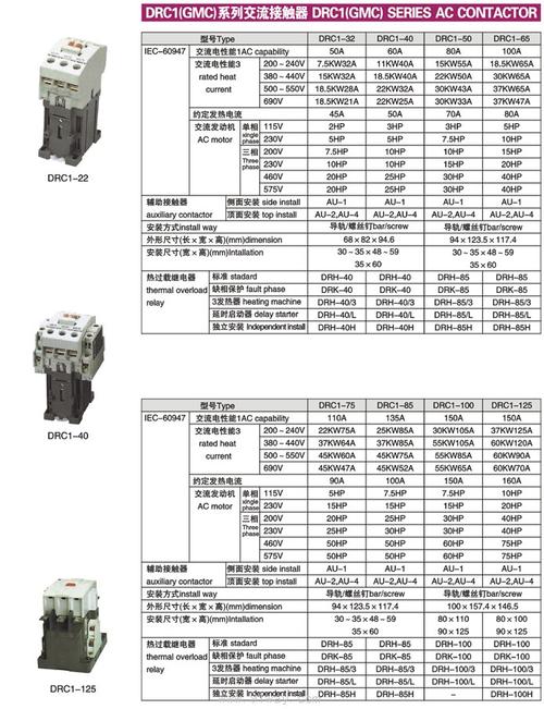 交流接触器标准（交流接触器规格表）