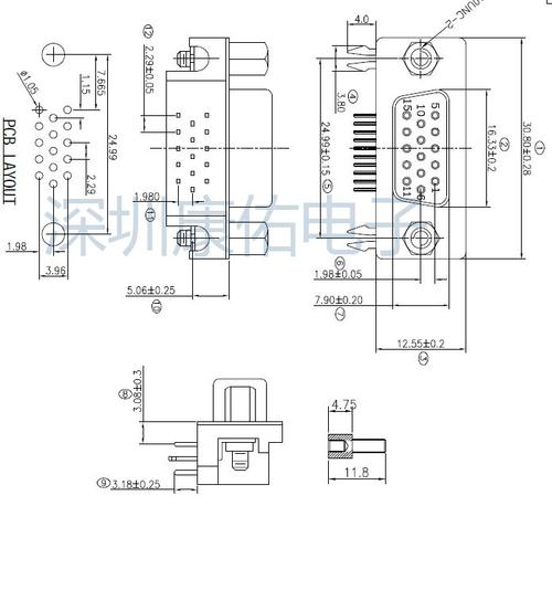 三排db15标准尺寸图（db15两排和三排）