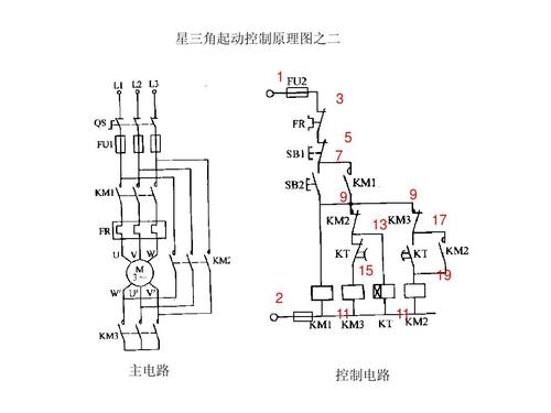 星角起动标准电机接线图（星角启动电机接线图,带电机保护器）