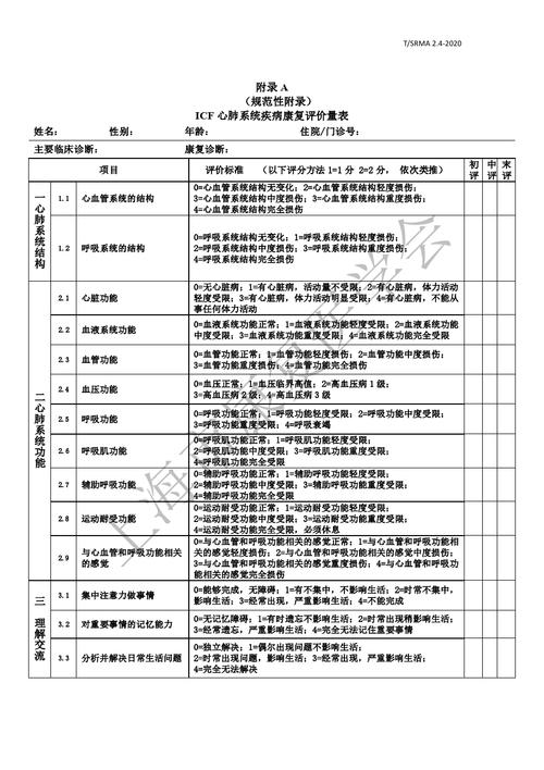 icf测试标准（icf评定量表介绍）