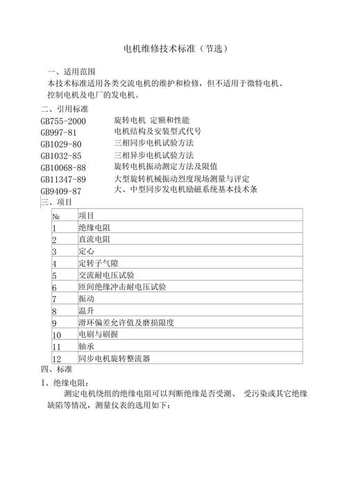 电机检修技术标准（电机检修技术标准规范）-图1