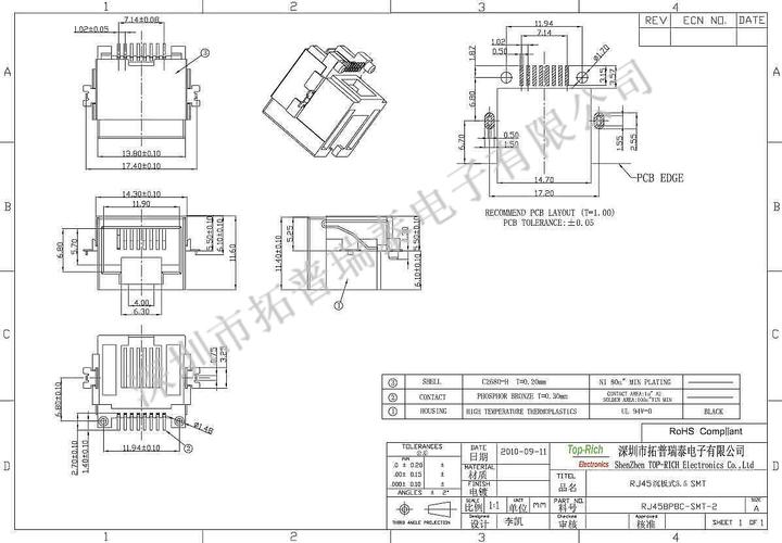 rj45母座标准尺寸图（rj45母座接线）