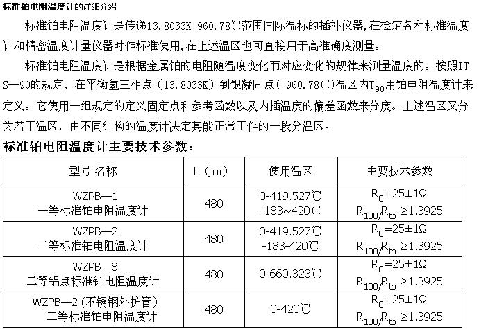 标准铂金电阻温度计（标准铂电阻温度计规程）