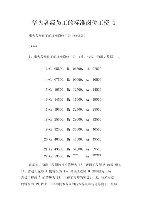 华为工程师工资标准（华为工程师工资标准表）